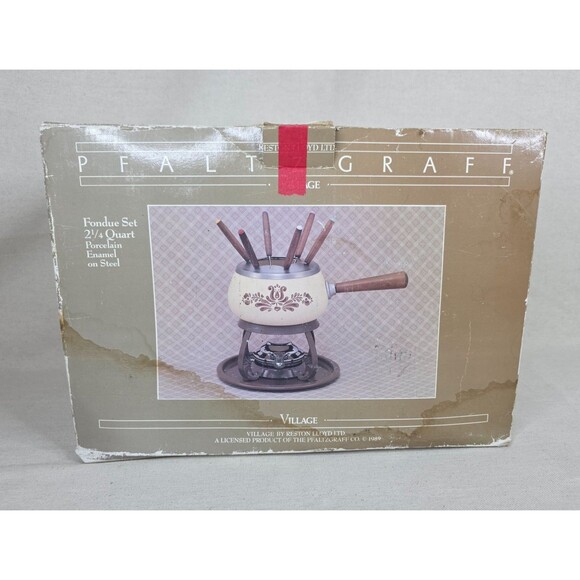 Pfaltzgraff Village 11-Piece Fondue Set in Original Box – 1989 Reston Lloyd Ltd. - Picture 4 of 12